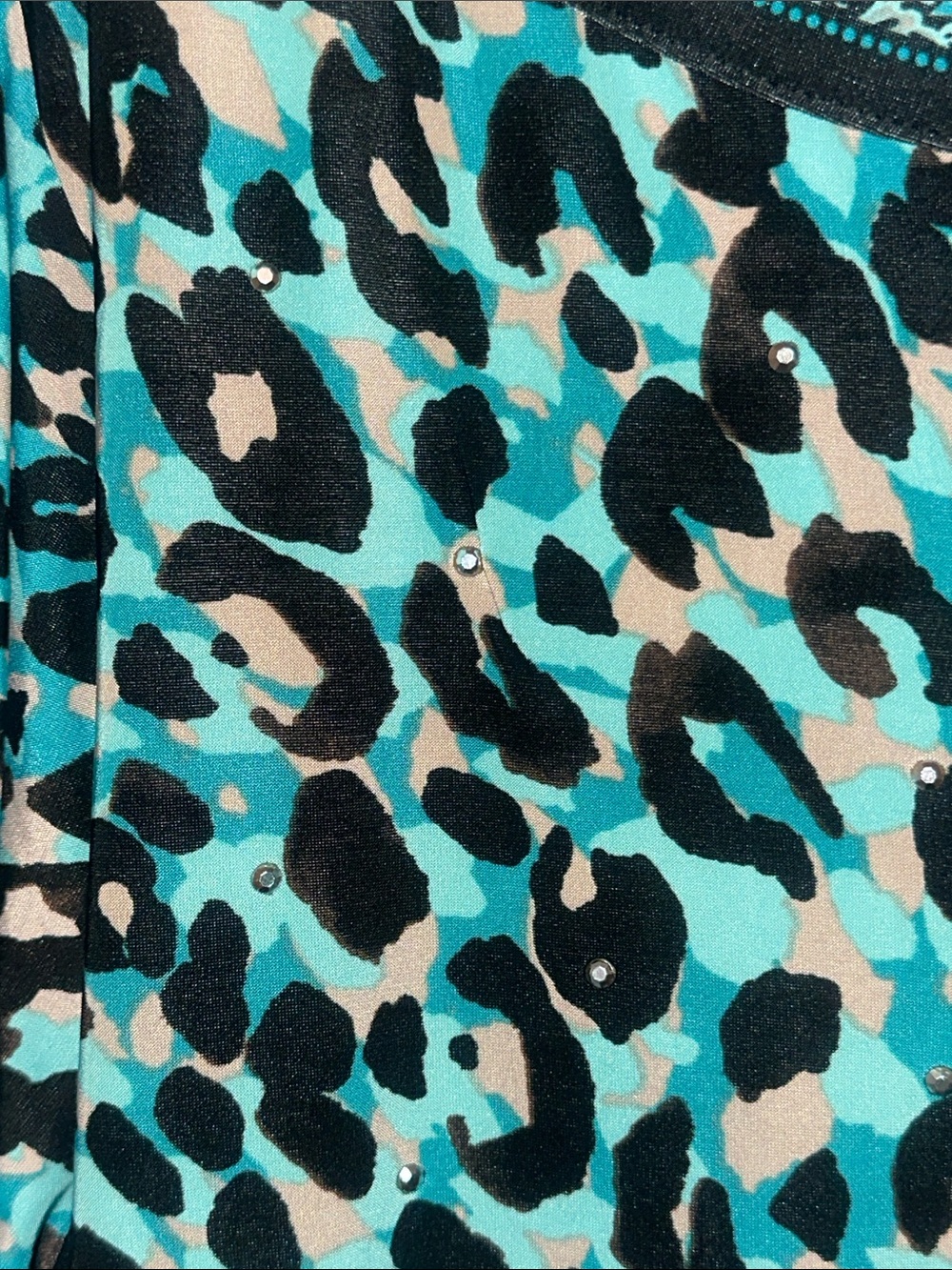 INC International Concepts Turquoise Black Leopard Print Tunic - Picture 6 of 10